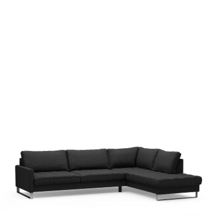 West Houston Corner Sofa Chaise Longue Right, oxford weave, basic black